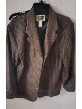 Frontier Classics Tucson Coat Men Size 42 Wool Silver Buttons Brown Pinstripe
